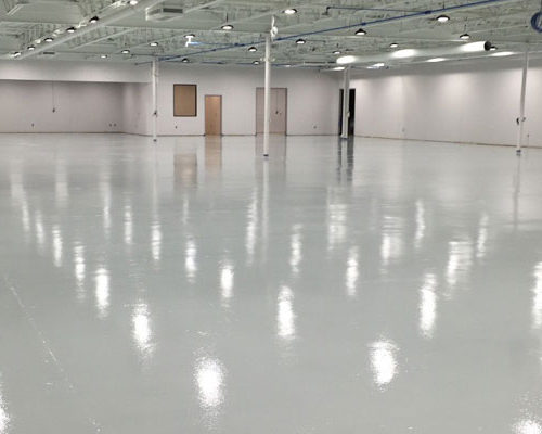 polished and finished floor in an industrial storage