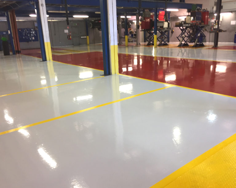 line marking hazardous spaces in a heavy equipment workplace